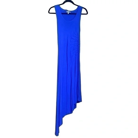 Neiman Marcus royal blue tank long asymmetrical maxi Sleeveless Dress size small - Picture 3 of 11